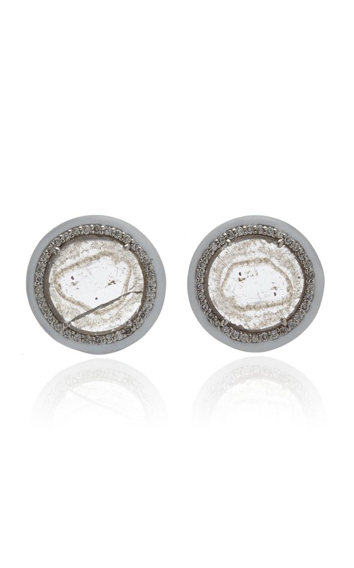 Moda Operandi Nina Runsdorf Phoenix Slice Diamond White Enamel Studs