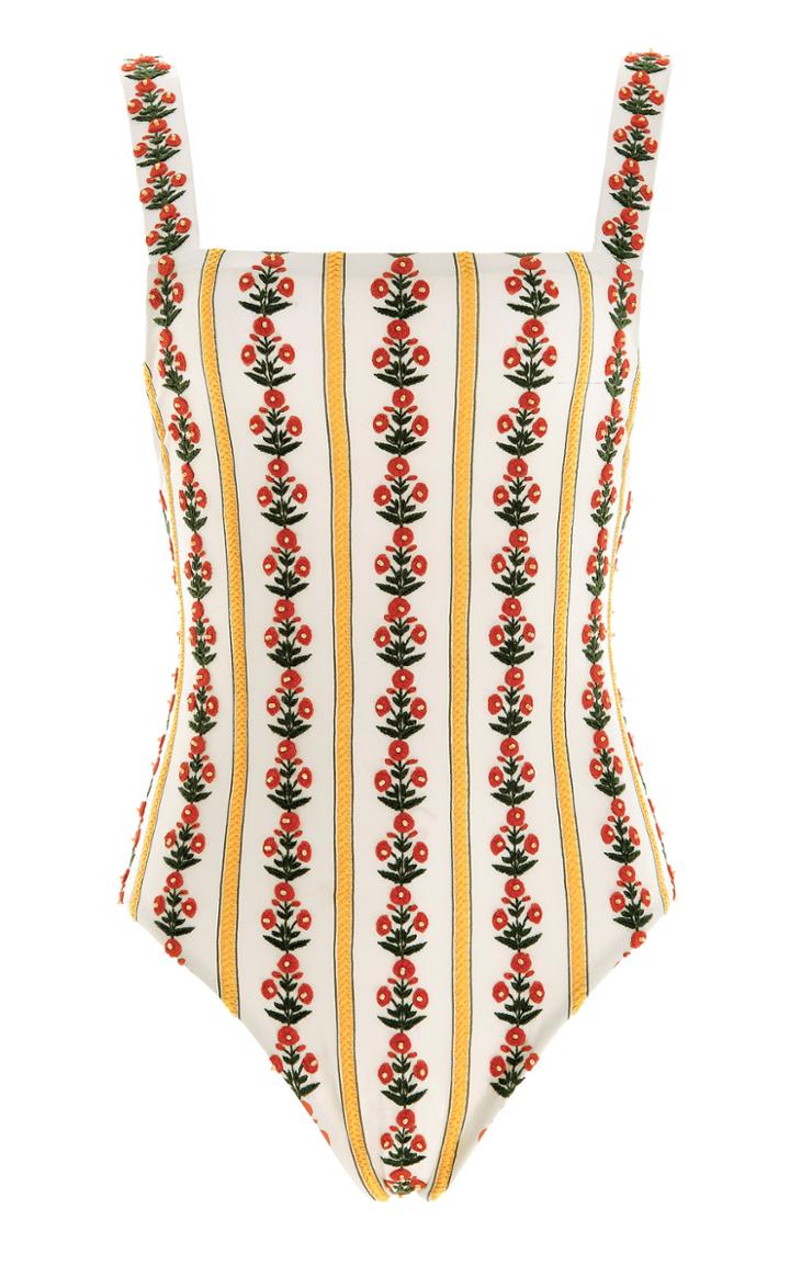 Moda Operandi Agua By Agua Bendita Caf Carmina-hand Embroidered One-piece Swimsuit