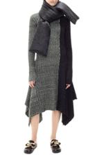 Jw Anderson Asymmetric Two-tone Midi Sweater Dress