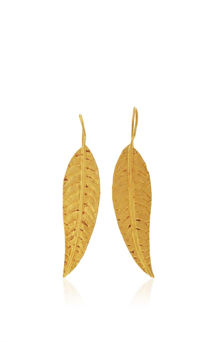 Sanjay Kasliwal Gold Feather Earrings