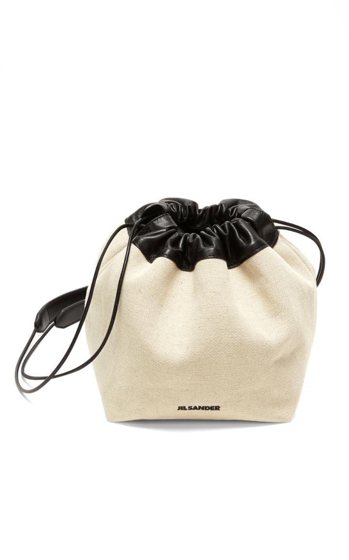 Moda Operandi Jil Sander Small Contrasting Canvas Drawstring Shoulder Bag