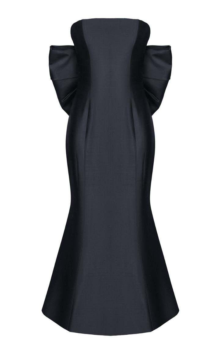 Rasario Bow-embellished Silk Corset Midi Dress