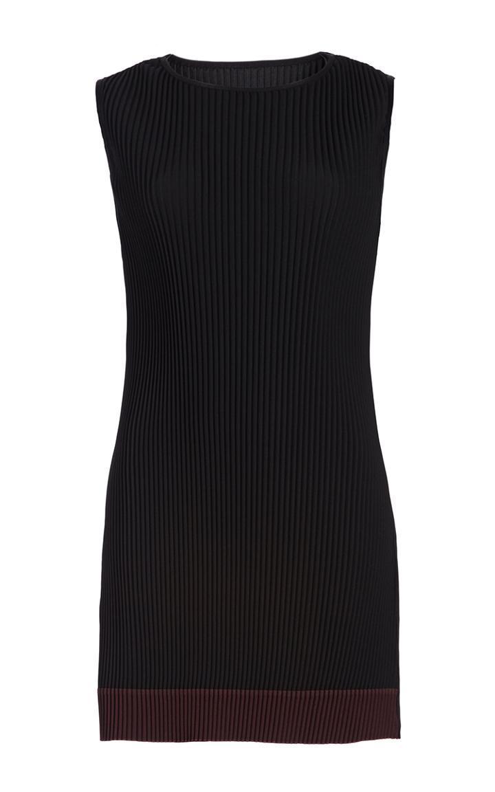 Barbara Casasola Black Micropleat Colorblock Hem Tank Top