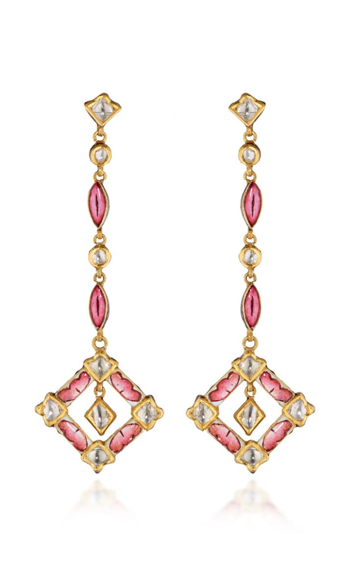 Madhuri Parson Lotus Petal 18k Yellow Gold Diamond Earrings