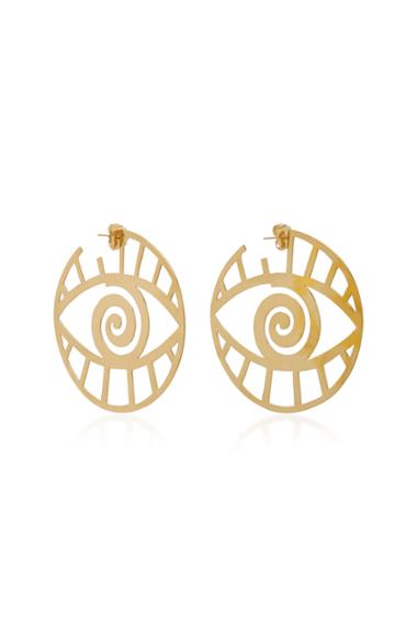 Kalmar Gold-plated Brass Eye Earrings