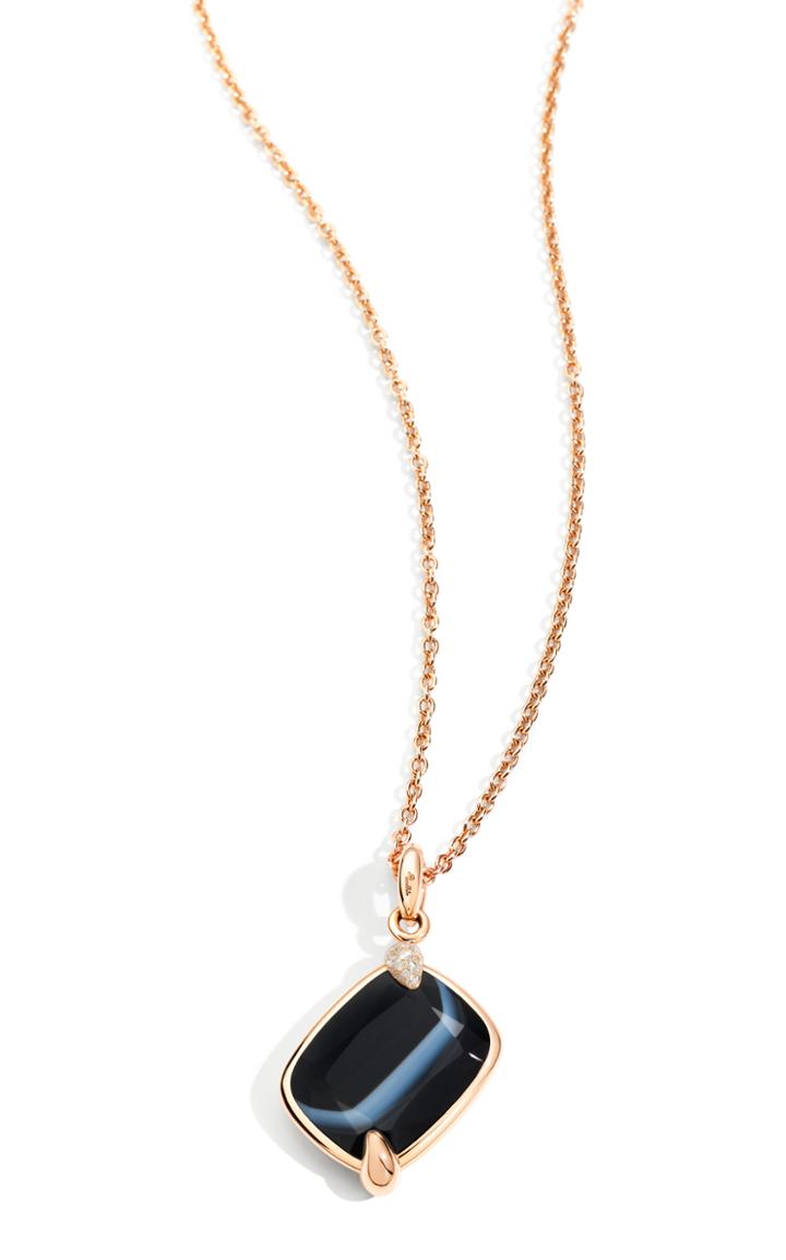 Pomellato Ritratto Black And White Agate Pendant Necklace