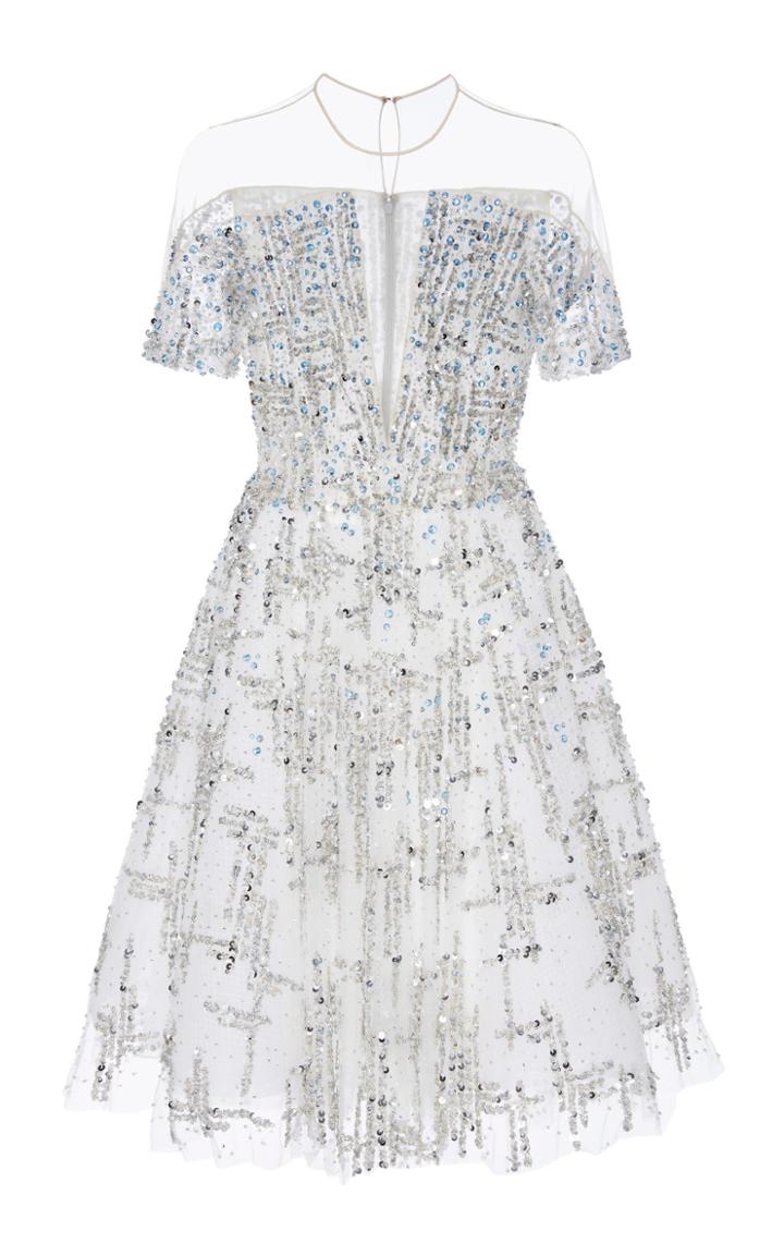 Pamella Roland Off-the-shoulder Crystal Dress