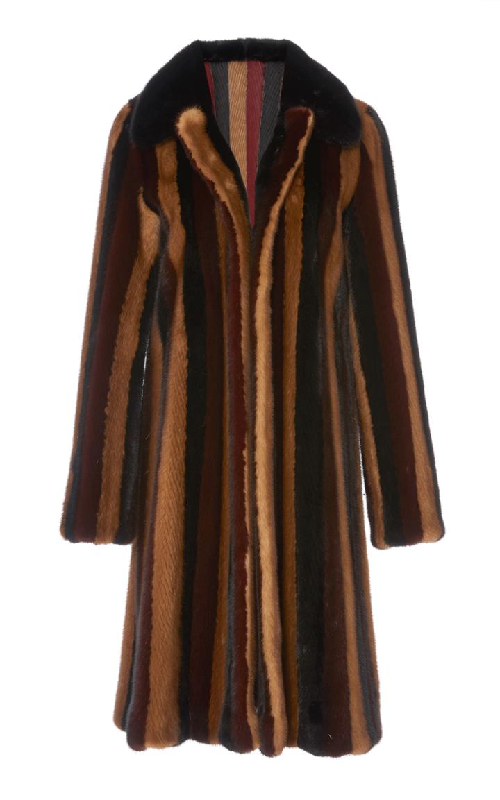 J. Mendel Long Striped Fur Coat