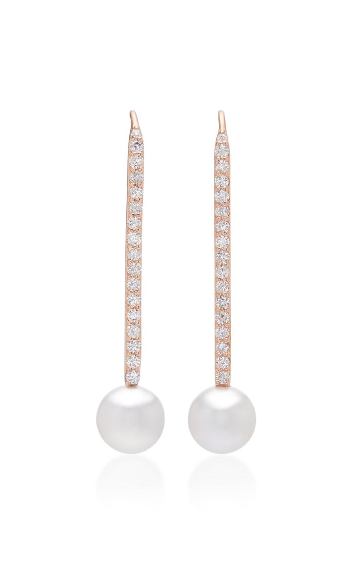 Carbon & Hyde 14k Rose Gold Pearl And Diamond Earrings