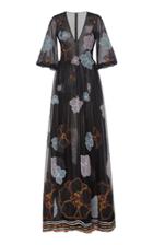 Costarellos Tulle Plunge Dress