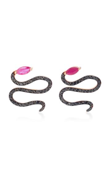 Carolina Neves 18k Rose Gold Ruby And Black Diamond Earrings