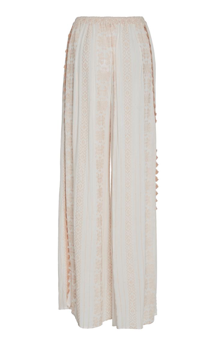 Jonathan Simkhai Embroidered Cotton-voile Wide-leg Pants