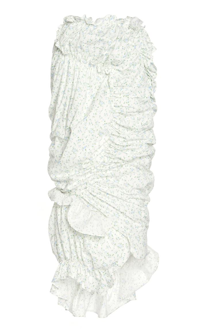 Moda Operandi Yuhan Wang Ksenia Ruched Floral Cotton Midi Skirt