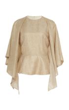 Christian Siriano Alabaster Flounce-sleeve Peplum Blouse