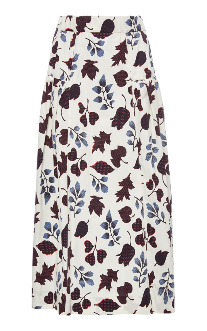 Warm Scandi Floral Midi Skirt