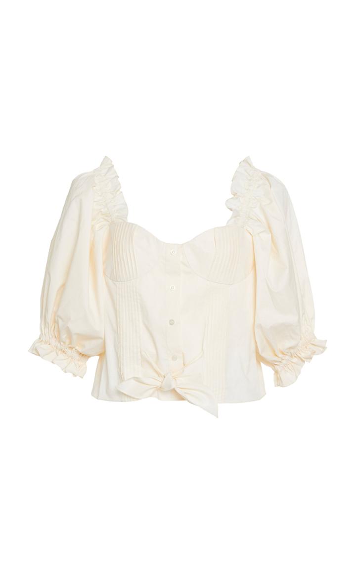 Johanna Ortiz Love Sonnet Puffed-sleeve Cotton Top
