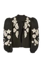 Moda Operandi Alix Of Bohemia Coco Heart Embroidered Cotton-linen Jacket