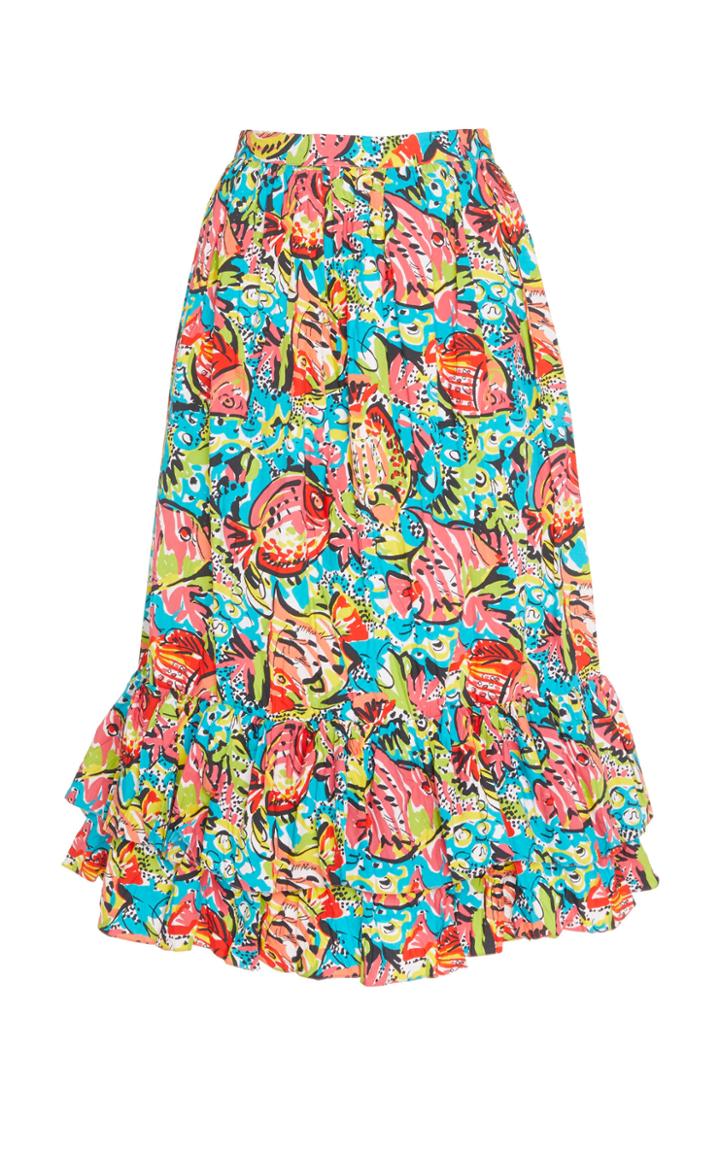 Michael Kors Collection Crushed Tiered Ruffle Cotton Skirt