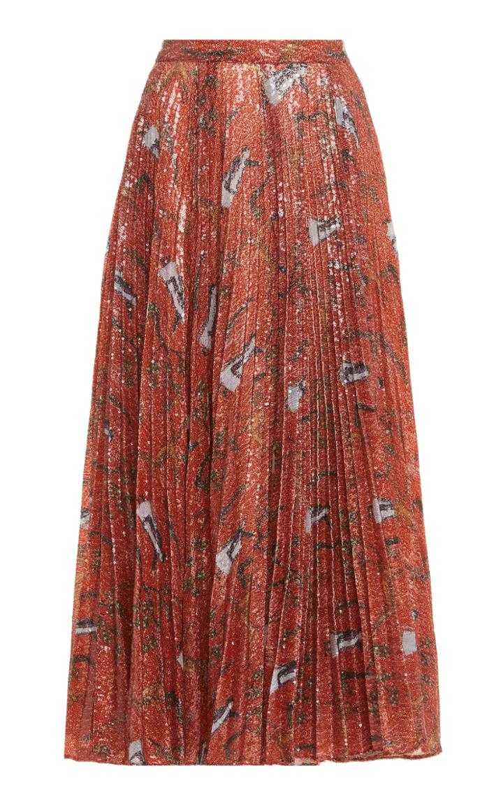 Claudia Li Pleat On Pleat Print Skirt