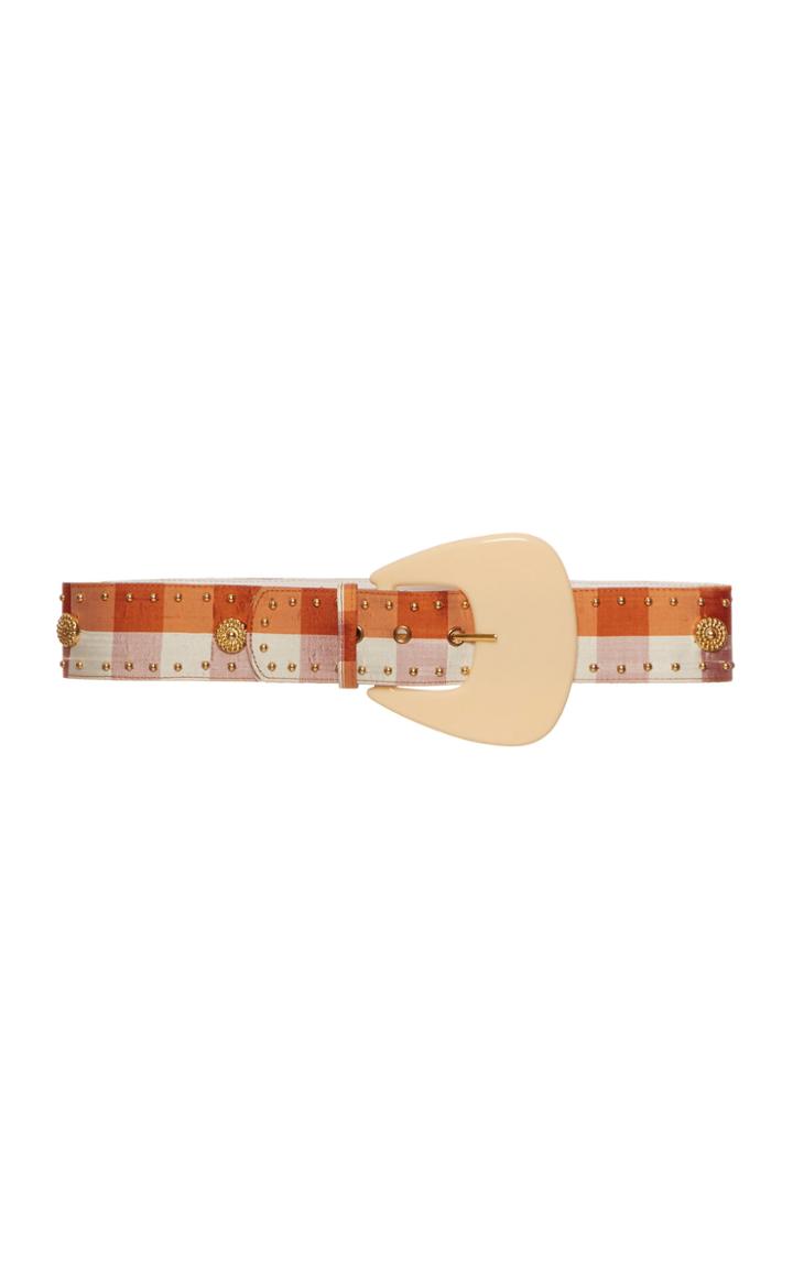Moda Operandi Markarian Viola Plaid Silk Waist Belt Size: S