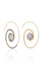 Noor Fares Spiral Moon 18k Gold Diamond And Iolite Earrings
