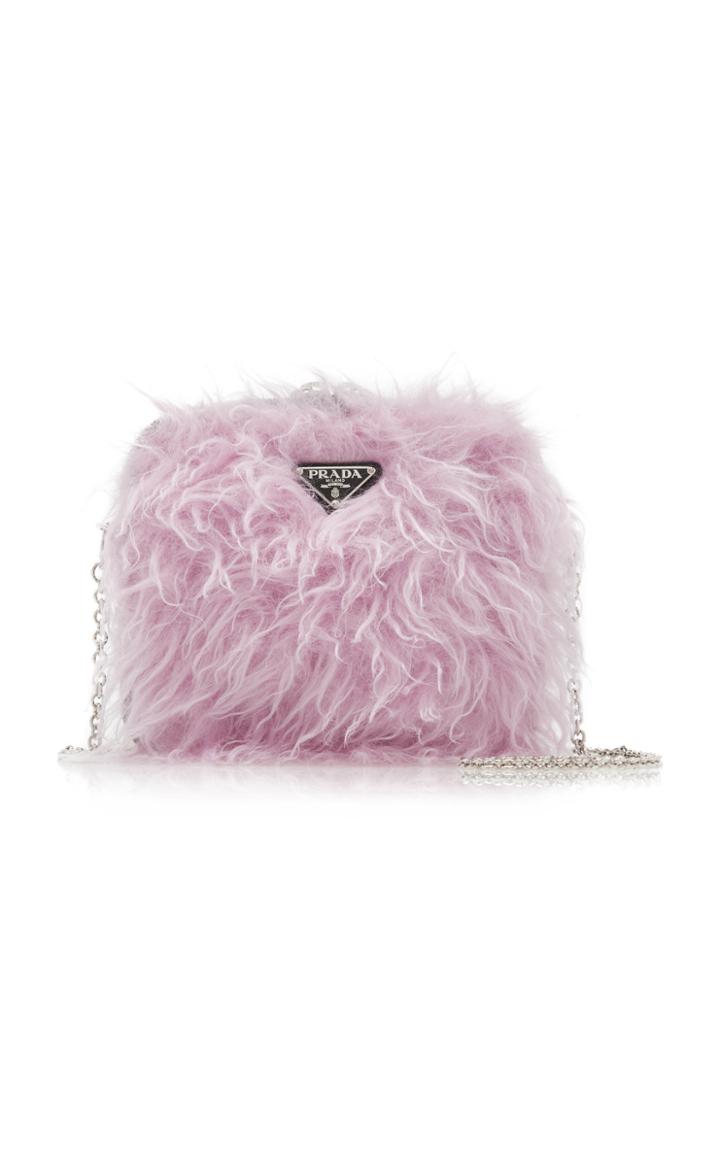 Prada Faux Fur-paneled Shell Shoulder Bag