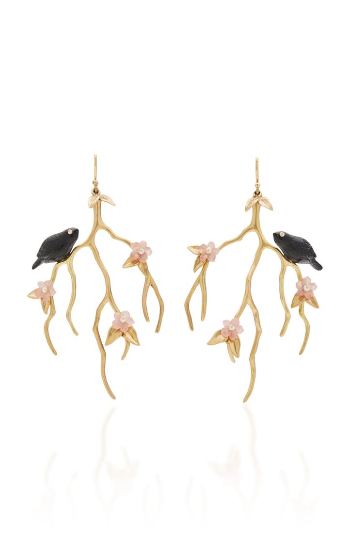 Annette Ferdinandsen M'o Exclusive: Blackbird Blossom Branch Earrings