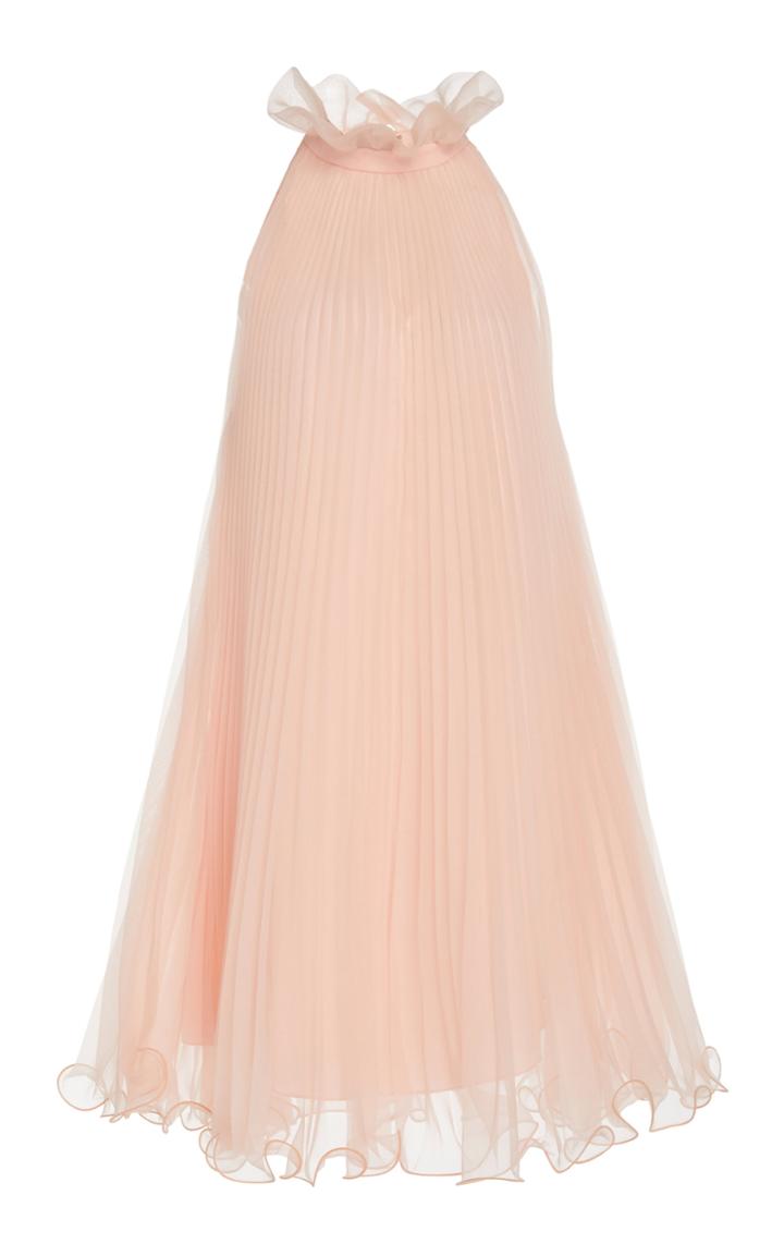Monique Lhuillier Pleated Chiffon Mini Dress