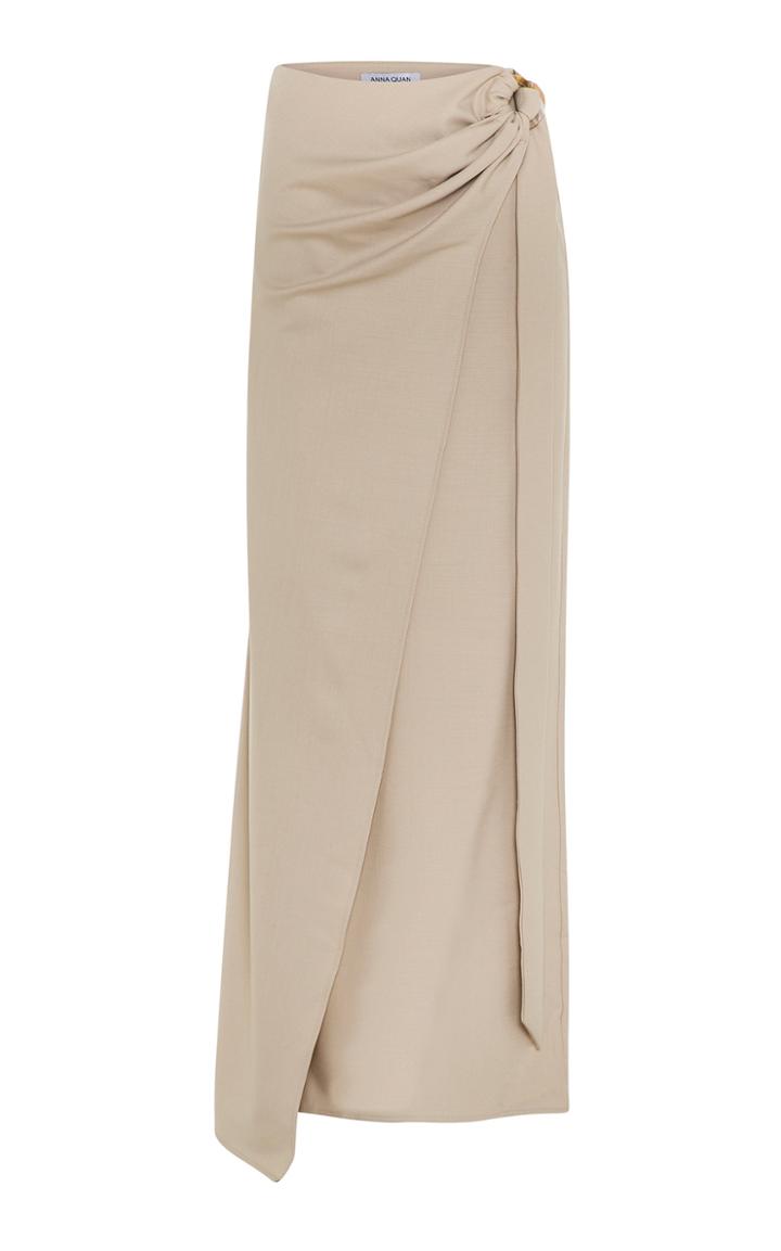 Anna Quan Arielle Draped Wool-blend Maxi Skirt
