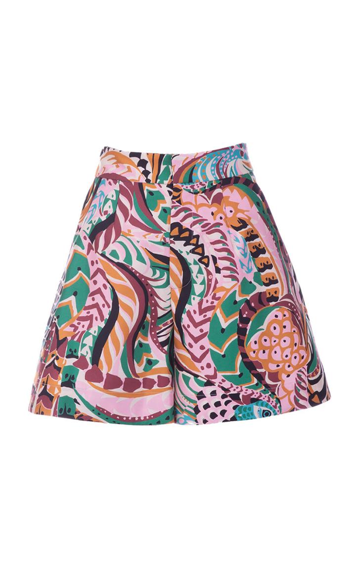 Moda Operandi La Doublej Good Butt Printed Silk Wide-leg Shorts