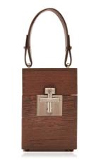 Oscar De La Renta Alibi Box Wood And Suede Top Handle Bag