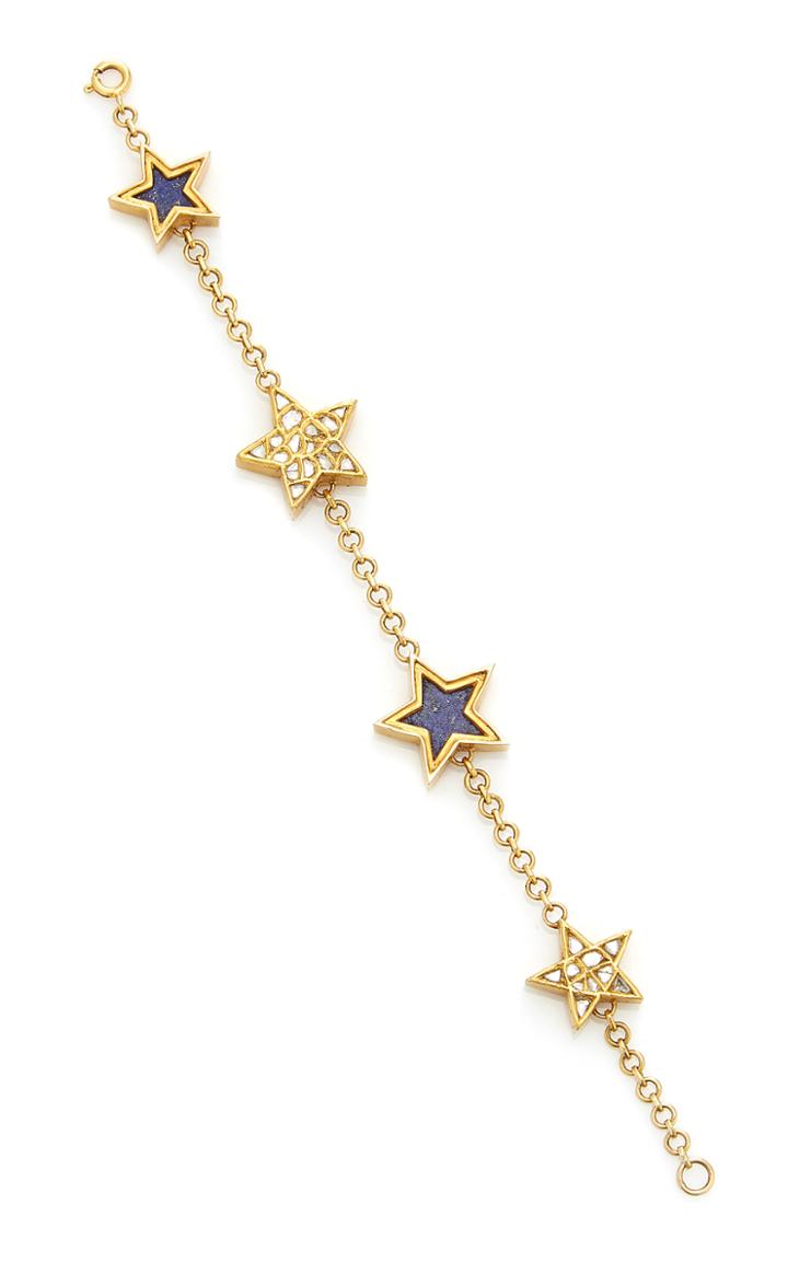 Moda Operandi Ouroboros 24k Gold Polki Diamond And Lapis Bracelet