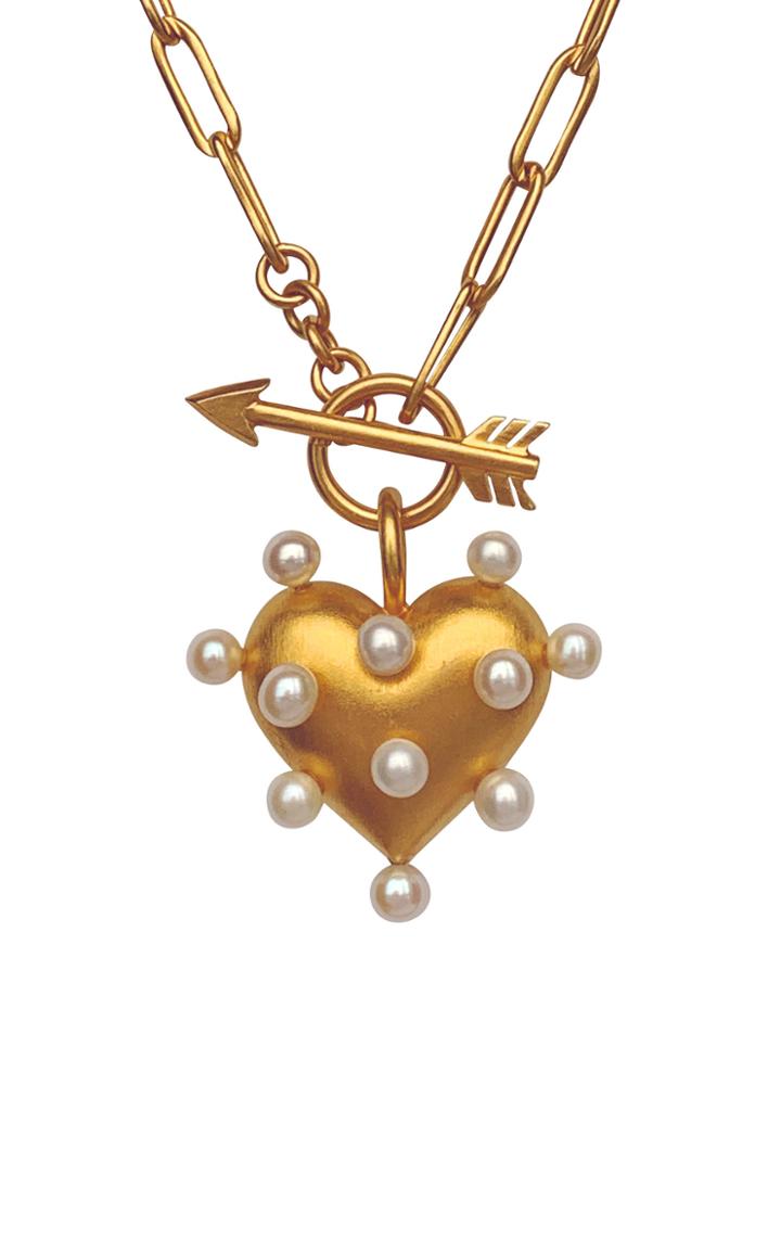 Rachel Quinn Pin Cushion Pearl 18k Gold Vermeil Necklace
