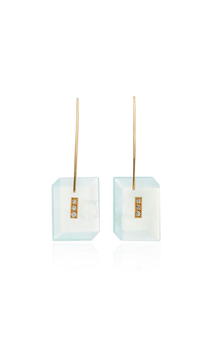 Yael Sonia Deco Reversible Chalcedony, Diamond 18k Yellow Gold Earring