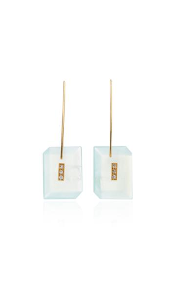 Yael Sonia Deco Reversible Chalcedony, Diamond 18k Yellow Gold Earring