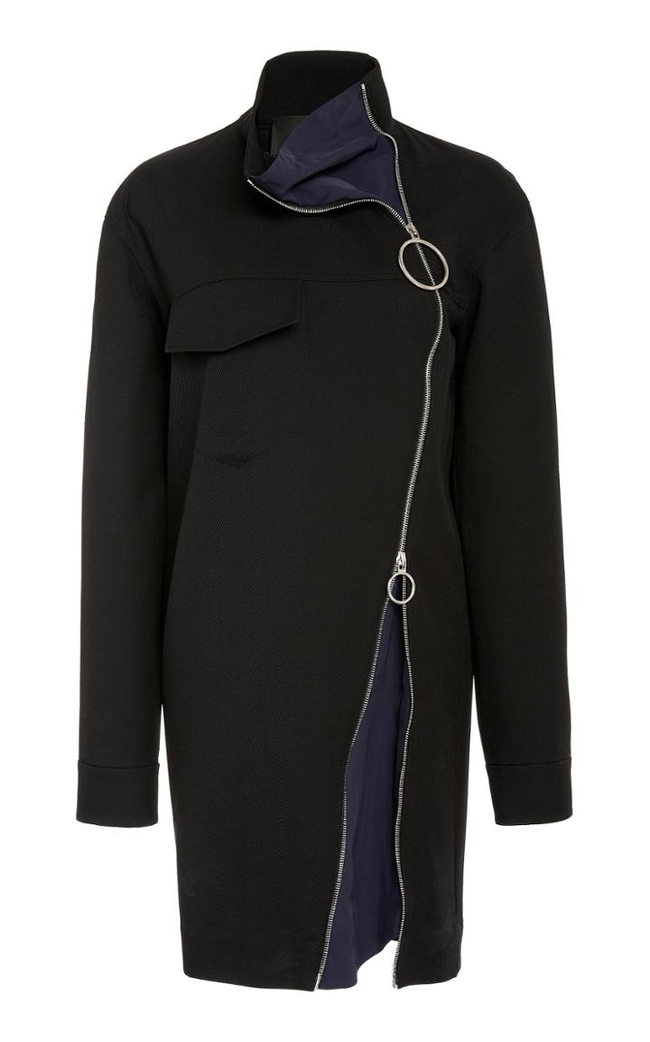 Cdric Charlier Exposed Zip-detail Virgin Wool Mini Dress