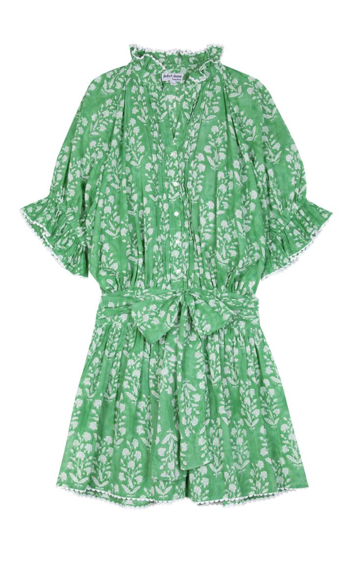 Moda Operandi Juliet Dunn Scallop-trimmed Floral-print Cotton Mini Shirt Dress
