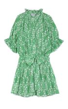 Moda Operandi Juliet Dunn Scallop-trimmed Floral-print Cotton Mini Shirt Dress
