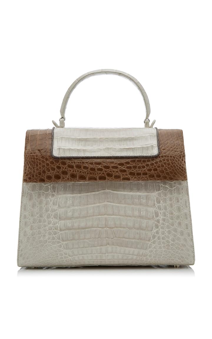 Moda Operandi Nancy Gonzalez Lily Large Tricolor Crocodile Top Handle Bag