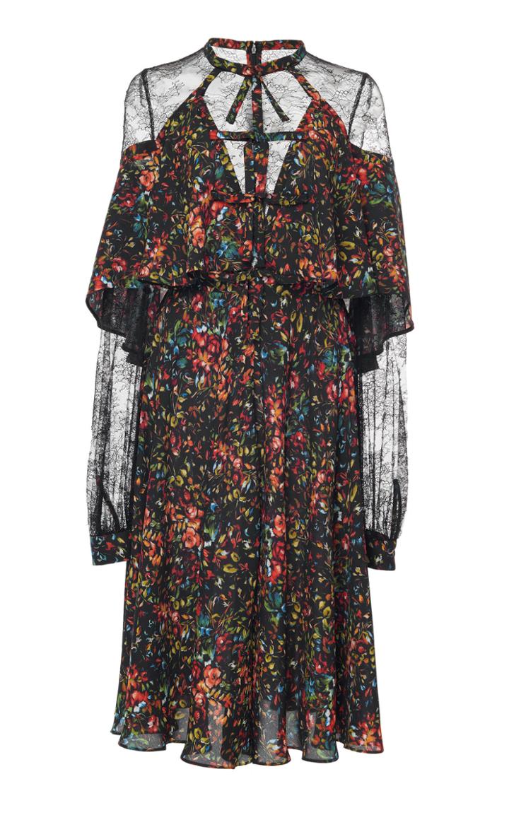 Elie Saab Crepe Georgette Lace Dress