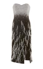 Pamella Roland Ostrich Feather And Beaded Strapless Dress