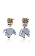 Marni Wistaria Fabric Flowers And Strass Earrings