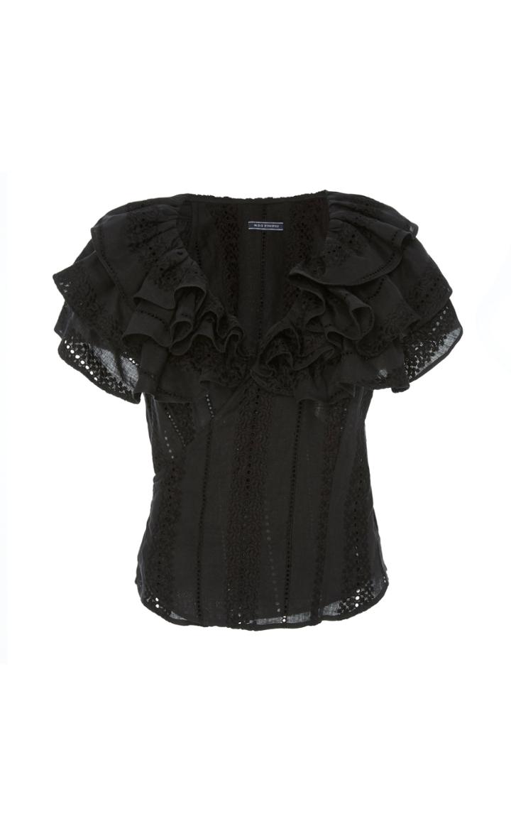 Mds Stripes Exclusive Lexi Embroidered Cotton Wrap Top