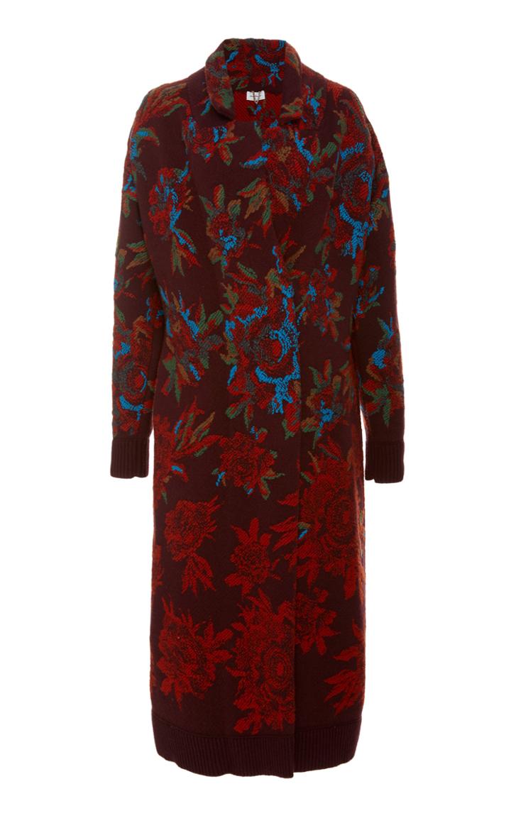 Salvatore Ferragamo Peony Embroidered Virgin Wool Coat