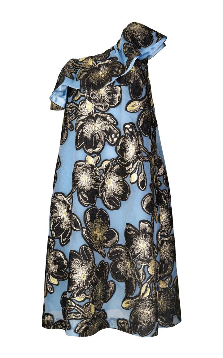 Stine Goya Olive One Shoulder Floral Dress