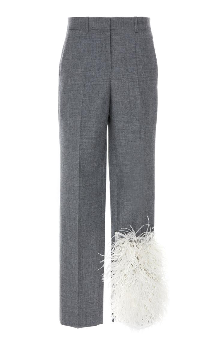 Loewe Feather Trim Wool Trousers