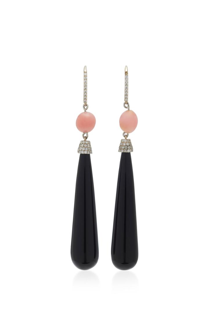 Susan Foster 18k White Gold, Conch Pearl And Diamond Earrings