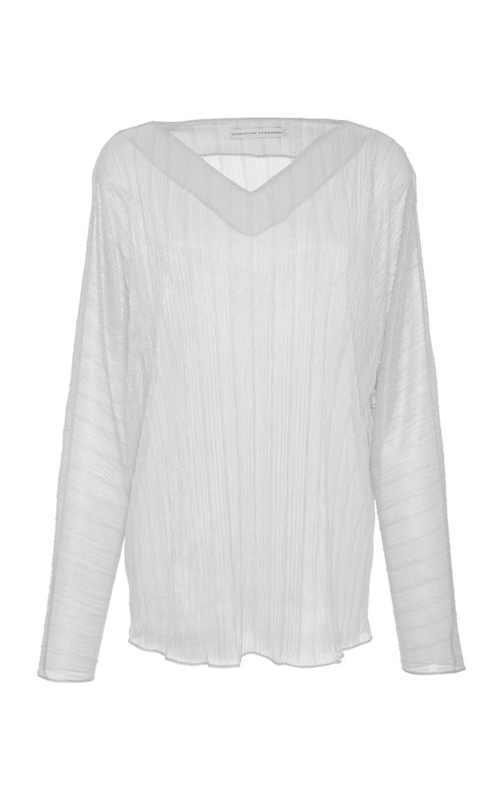 Christina Economou Textured Long Sleeve Blouse