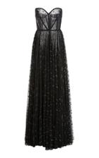 Moda Operandi Christian Siriano Flocked Velvet Polka Dot Sweetheart Corset Gown