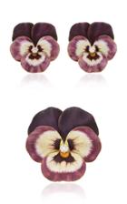 Fred Leighton Set Of Purple Enamel Pansy Brooch And Earrings By Hedges
